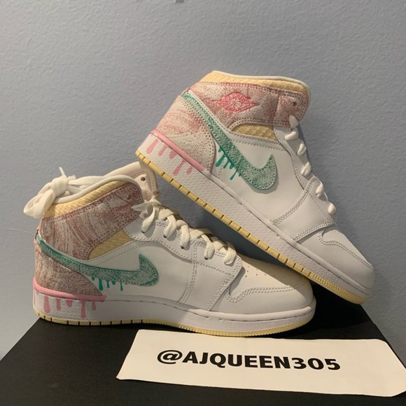 Air Jordan 1 Mid SE GS paint drip - Picture 2 of 4
